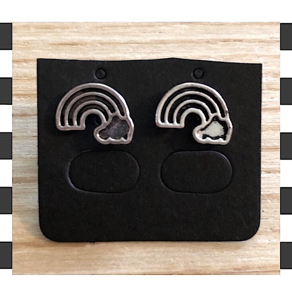 New! Silver Black Rainbow Earrings! - Picture 1 of 5